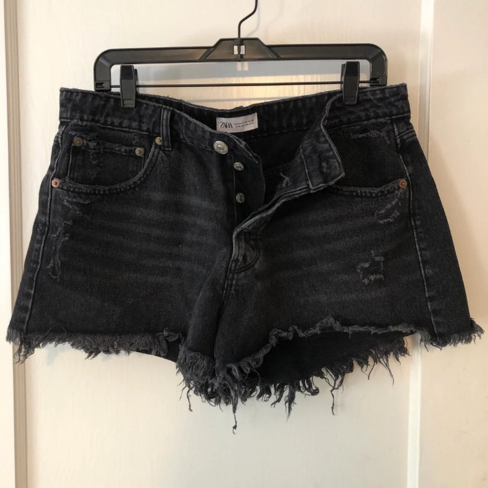 Zara black denim shorts